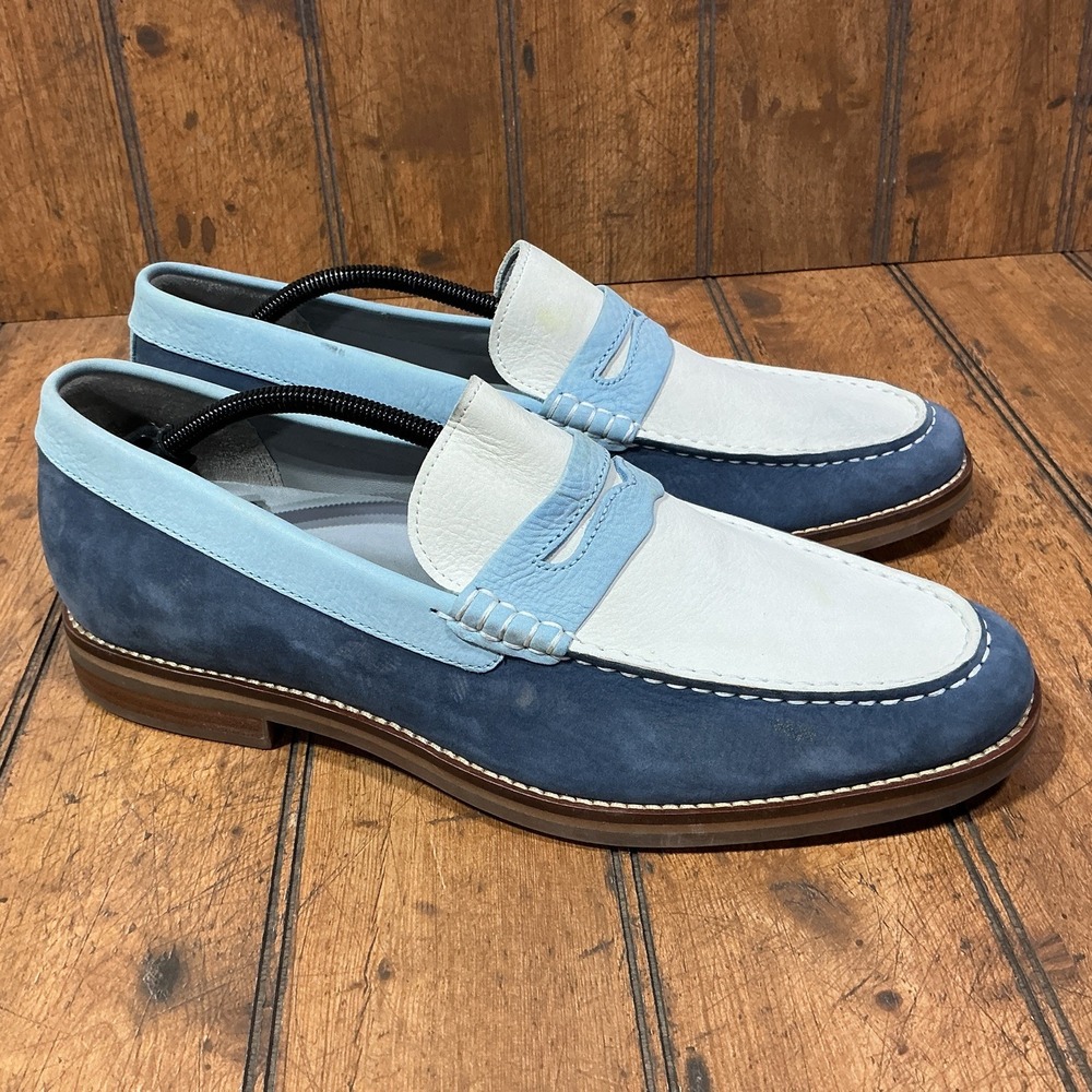 Sperry Men's Gold Cup Exeter Tri-Tone Penny Loafer Blue White STS19653 Size 12
